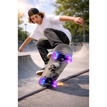 Mubx Işıklı Silikon Tekerli Pro Kaykay Zımparalı Kaymaz Profesyonel Skateboard Abec 7