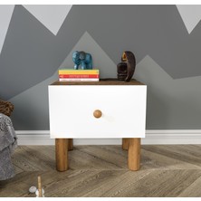 Kznmob Home Bohem Komodin Beyaz-Ceviz - Tamamı Mdf