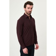 MCR Çizgili Slim Fit Metal Düğmeli Uzun Kollu Erkek Gömlek