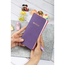 Dival Notebook 9X18 cm Mor Yumuşak Vegan Deri Kapak Kareli Tarihsiz Not Okul Defteri