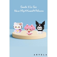 Arvela Mini Blok Oyuncak Figür Seti 3’lü – Hello Kitty, Kuromi ve Princess