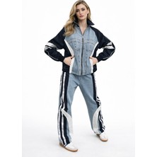 by Eylül Ertürk Cropmix Lacivert Şerit Detaylı Kot Pantolon