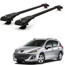 Cross Oto Aksesuarları Peugeot 207 Station Wagon (2007-2012) için Ara Atkı Tavan Barı , Araca Özel , Kilitlenebilir Araç Üstü Ekipman Taşıma Barı (2 Adet)