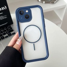 HONTINGA iPhone 14 Plus Uyumlu Şeffaf Magsafe Wireless Köşe Düşüme Önleyici Basitlik Anti Düşme Kamera Korumali Silikon Telefon Kılıfı K7-0000