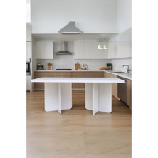 Mobilyacın Dikdörtgen Salon Yemek Masası Kare Ayak 36MM Kalın Kenarlı 160X90-BEYAZ