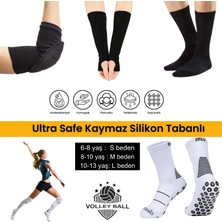 Sirius Sportswear Kadın/kız Voleybol Dirsekliği & Voleybol Elliği & Penye Siyah Voleybol Çorabı & Spor Maç Kaydırmaz Taban Çorap Seti