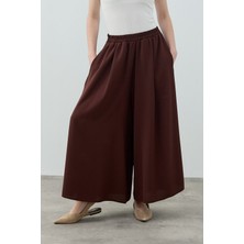 Merwish Comfy Krep Pantolon Etek 1782 Kahverengi
