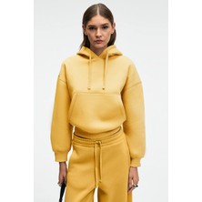 Grimelange SELENE Kadın Kapüşonlu Kangru Cepli Regular Fit Sarı Sweatshirt