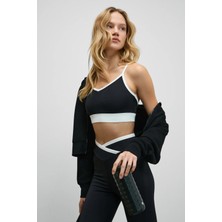 Urban Beat STURBAN Kadın Esnek Ve Yumuşak Dokulu Kontrast Kumaşlı Askılı Siyah Spor Sütyeni
