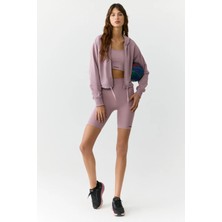 SILVANNA Kadın Midi Dar Paça Sportswear Bisikletçi Gül Kurusu Tayt