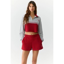 Urban Beat MIKAELA Kadın Dik Yakalı Crop Grimelanj Sweatshirt