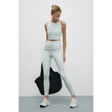 Urban Beat STRINVA Kadın Esnek Ve Yumuşak Dokulu Beli Büzgülü Gri Tayt