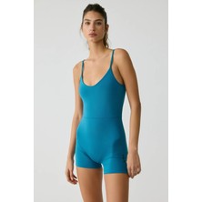 ALESIA Urban Beat Kadın Slim Fit İp Askılı Training Mavi Tulum