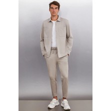 Grimelange DERIAN Erkek Comfort Fit 2 Cepli Çıt Çıt Düğmeli Vizon Gömlek