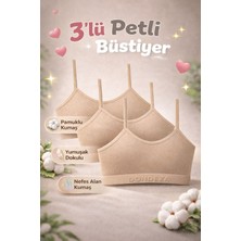 Qulat Dondeza Kız Çocuk Petli Büstiyer 3’lü Paket – Pamuklu Yumuşak Alıştırma Sütyeni