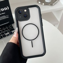 HONTINGA iPhone 14 Plus Uyumlu Şeffaf Magsafe Wireless Köşe Düşüme Önleyici Basitlik Anti Düşme Kamera Korumali Silikon Telefon Kılıfı K7-0000
