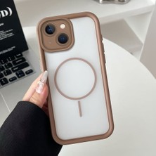 HONTINGA iPhone 14 Plus Uyumlu Şeffaf Magsafe Wireless Köşe Düşüme Önleyici Basitlik Anti Düşme Kamera Korumali Silikon Telefon Kılıfı K7-0000