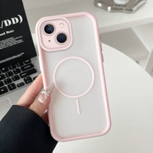 HONTINGA iPhone 15 Uyumlu Şeffaf Magsafe Wireless Köşe Düşüme Önleyici Basitlik Anti Düşme Kamera Korumali Silikon Telefon Kılıfı K7-0000