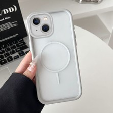 HONTINGA iPhone 15 Uyumlu Şeffaf Magsafe Wireless Köşe Düşüme Önleyici Basitlik Anti Düşme Kamera Korumali Silikon Telefon Kılıfı K7-0000