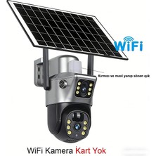 Conio 6mp Wifi Solar Çift Lens Ptz Kamera: 360° Dönebilen Panoramik, 7/24 Kayıt, Hareket Sensörlü Sesli ve Işıklı Alarm (Kırmızı+Mavi), Gece Görüş, Suya Dayanıklı