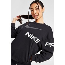 Nike Dri-Fit French Terry Graphic Running Womens Sweatshirt Kadın Cepli Bol Kesim Koşu Sweatshirt Siyah