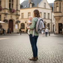 TE Dükkan Buğz Taşınabilir Portatif Bebek Yatağı,sırt Çantasına Dönüşebilen Portatif Bebek Beşiği (Gri) ( Buğz )