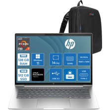Hp Probook 4 G1A 14 Amd Ryzen™ 7 250 128GB Ddr5 512GB SSD 14" Inch Amd Radeon™ 780M Wuxga (1920X1200) IPS 300NITS WIN11PRO Taşınabilir Bilgisayar D36KHETP37+ZETTAÇANTA
