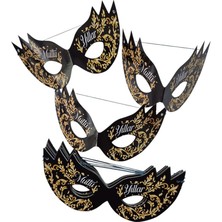 Pandoli Mutlu Yıllar Yazılı Parti Gözlüğü Karton Gözlük Karton Maske 10 Adet Siyah Renk