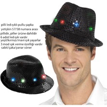 Pandoli Işıklı Siyah Renk Pullu Michael Jackson Şapkası Yetişkin 1 Adet Gösteri Retro