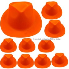 Pandoli Gösteri Için Plastik Turuncu Renk Bağcıksız Kovboy Şapkası Çocuk 10 Adet