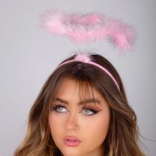 Pandoli Melek Hare Taç Pembe Renk Melek Halo Halloween Çocuk Yetişkin Uyumlu