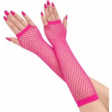 Pandoli Fosforlu Kısa File Eldiven Yeşil Renk Retro 1 Çift 26 cm Gösteri Yetişkin Çocuk Uyumlu