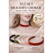 Liora De Mar 5 Renk Şık Kadife Choker – Ayarlanabilir Zincirli