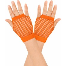 Pandoli Fosforlu Kısa File Eldiven Turuncu Renk Retro 1 Çift 11 cm Gösteri Yetişkin Çocuk Uyumlu