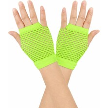 Pandoli Fosforlu Kısa File Eldiven Yeşil Renk Retro 1 Çift 11 cm Gösteri Yetişkin Çocuk Uyumlu