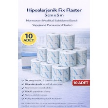 TE Dükkan Buğz Hipoalerjenik Fix Flaster 5 cm x 5 M 10 Adet Nonwoven Medikal Sabitleme Bandı Yapışkanlı Pansuman Flasteri