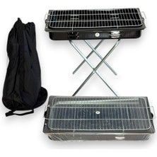Pratikoutdoor Portatif Katlanır Ayaklı Emaye Mangal - Çantalı - 62X35CM Büyük Boy