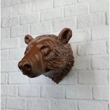 TE Dükkan Buğz Ev ve Ofis Için Dekoratif Ayı Başı Heykel Hediyelik Duvar Aksesuarı - Buğz