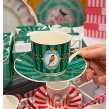 Onedekor 2 Kişilik Porselen Lunera Bird Green Kahve Fincanı