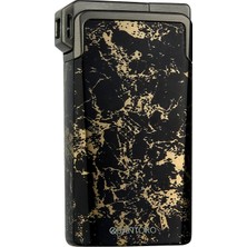 Quantoro Tek Torch Pürmüz / Soft Flame Siyah Sarı Desenli Metal Puro Çakmağı