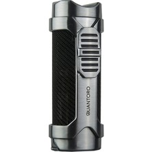 Quantoro 3 Torch Pürmüz Delicili Siyah-Gümüş Metal Puro Çakmağı