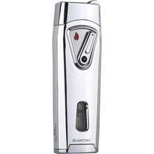 Quantoro Çift Torch Pürmüz Gümüş Metal Puro Çakmağı
