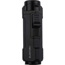 Quantoro Üç Torch Pürmüz Delicili Siyah Metal Puro Çakmağı