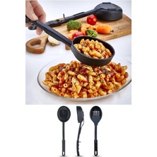 TE Dükkan Buğz Isıya Dayanıklı 3 In 1 Servis Kepçesi - Kepçe Kevgir Kaşık 3'ü Bir Arada Servis Seti