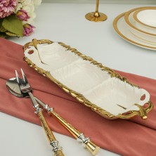 Roy King Albero Gold Dikdörtgen Yaprak Sunum Tabak 39X14CM