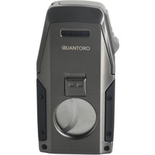 Quantoro Çift Torch Pürmüz Düz Kesici/delicili Gunmetal Metal Puro Çakmağı
