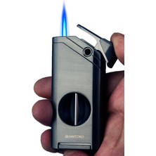 Quantoro Tek Torch Pürmüz V-Cut Gümüş Metal Puro Çakmağı