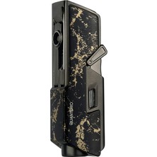 Quantoro Tek Torch Pürmüz Delicili/iğneli Siyah Gold Desenli Metal Puro Çakmağı