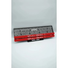 Pi Dekorasyon Imza Fontlu Kişiye Özel Isimli Kırmızı Pleksi Araba Plakalığı