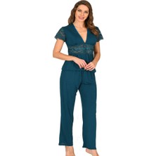 Sistina Ozdestor Petrol Yeşili Penye Pijama Takımı - 1633 - Beden S/m